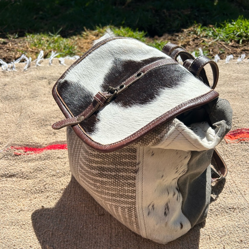 Like new Myra Bag Crossroads Backpack/Bag/purse. Leather/hide western Cow print